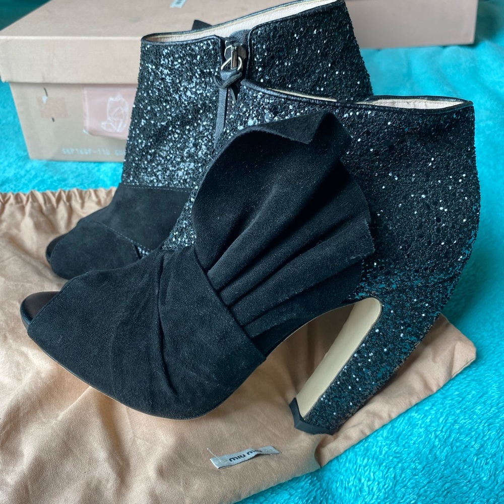 Miu Miu By Prada Runway Side Bow Glitter Curve Ba… - image 8